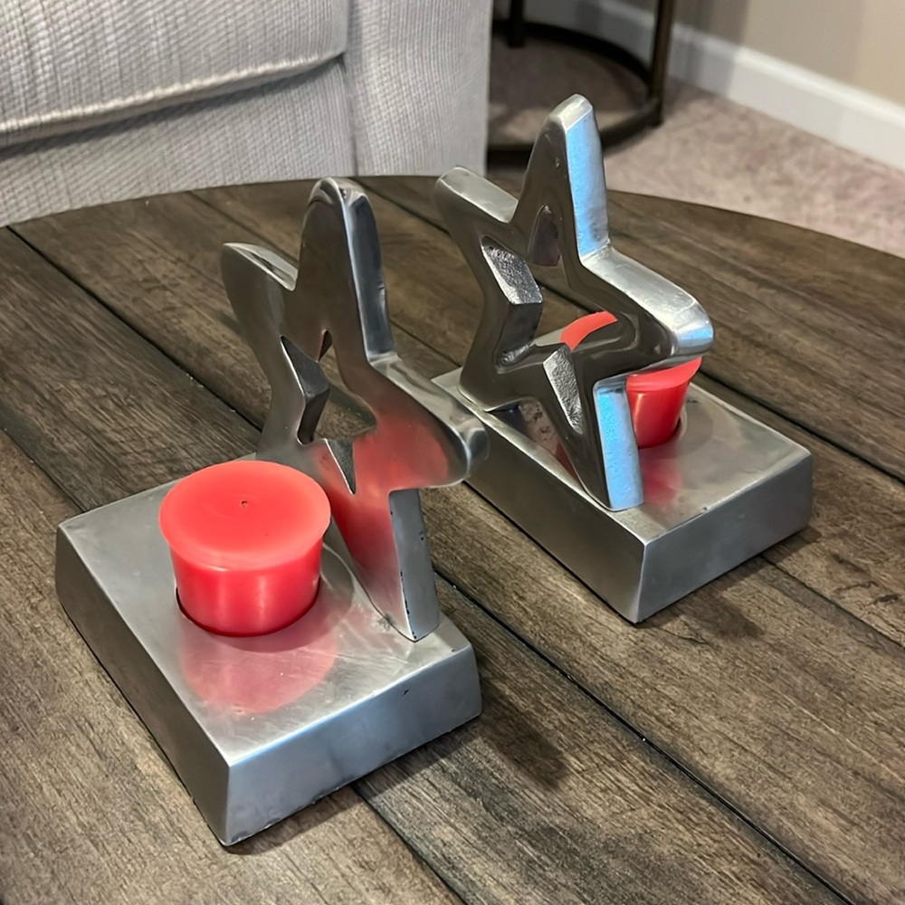 Pair of Star Bookends/Candle Holders